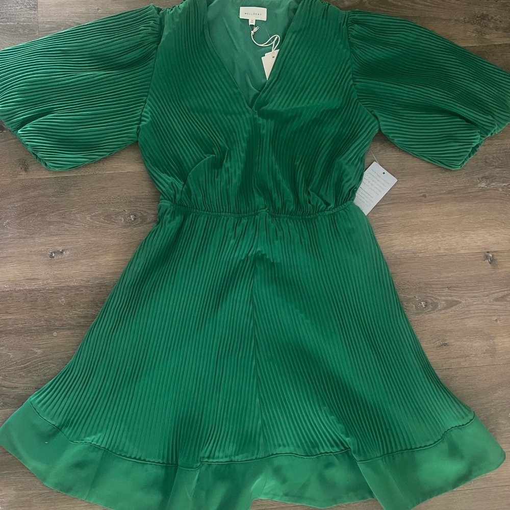 MELLODAY Pleated Flutter Sleeve Minidress